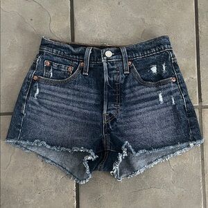 Levi 501 Denim Blue Women's Distressed Shorts